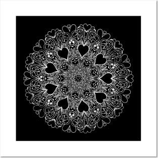 Symmetric Hearts - Mandala Design Posters and Art